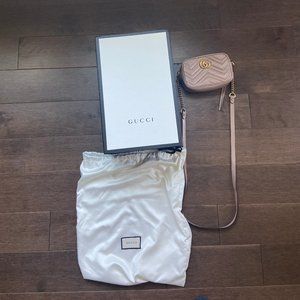 Gucci Marmont Matelassé Mini Bag in Dusty Pink